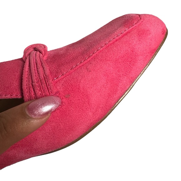 Talbots Stella Knot Suede Leather Loafer Flat Slip On Hot Pink Preppy Size 10 - Picture 8 of 11